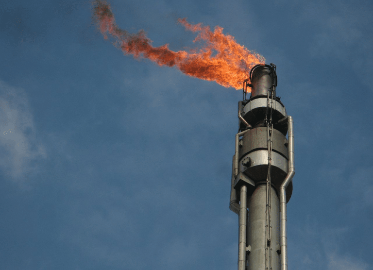 Waste Heat from a Gas Flare showing a flame that can be used for a thermoelectric generator