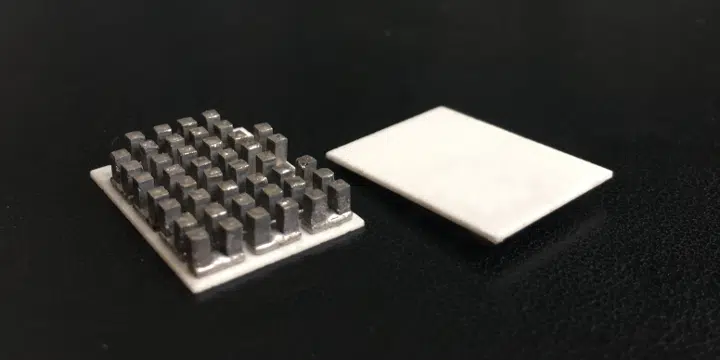 Thermoelectric generator module inside showing semiconductors