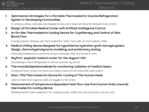 medical applications thermoelectrics research cooling heating refrigertion