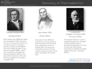 discovery of thermoelectrics seebeck peltier thomson