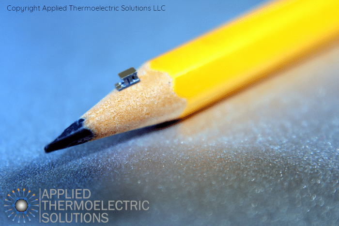 Mini thermoelectric cooling module on the head of a pencil