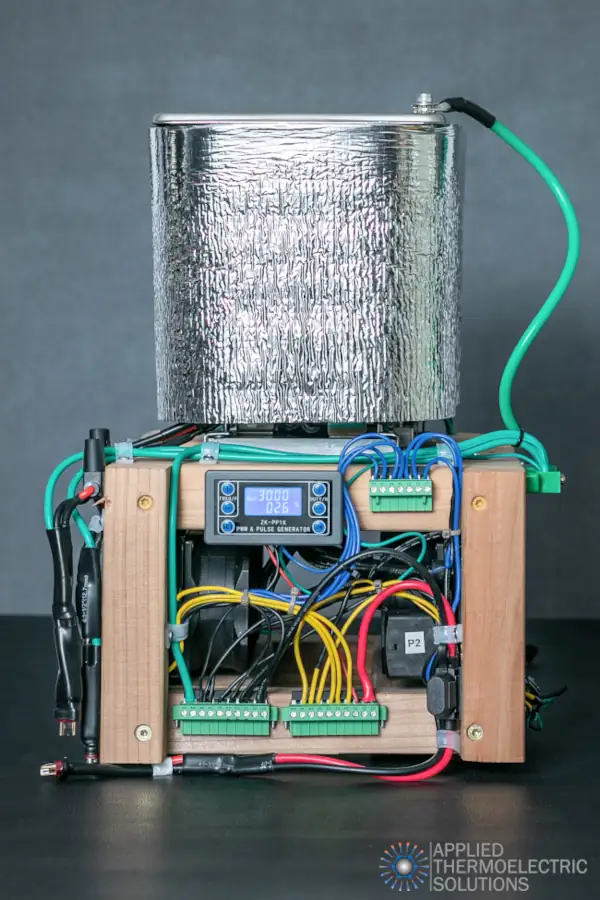 Open bath thermoelectric cooling prototype test setup